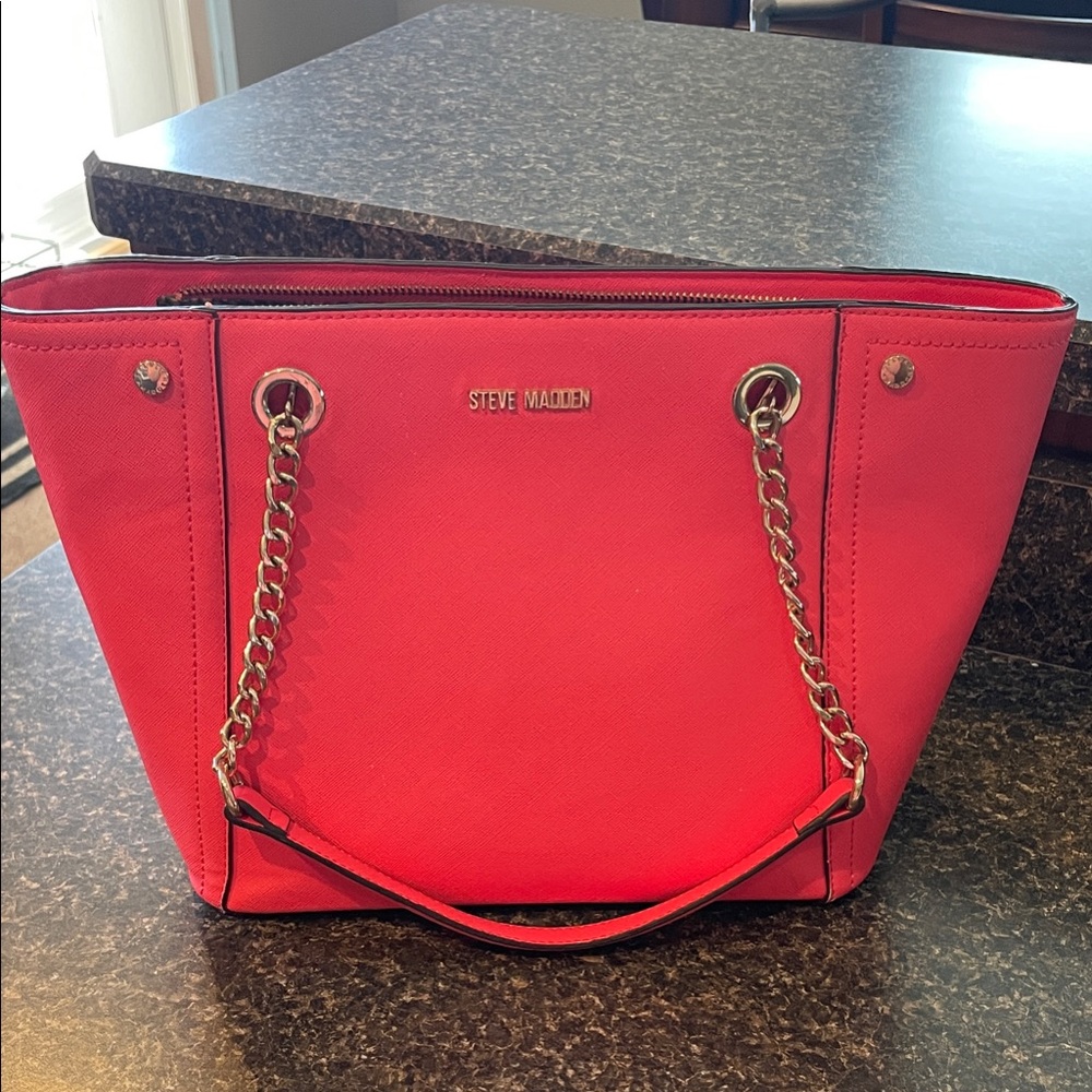 Steve Madden Orange Tote with Gold Chain Straps